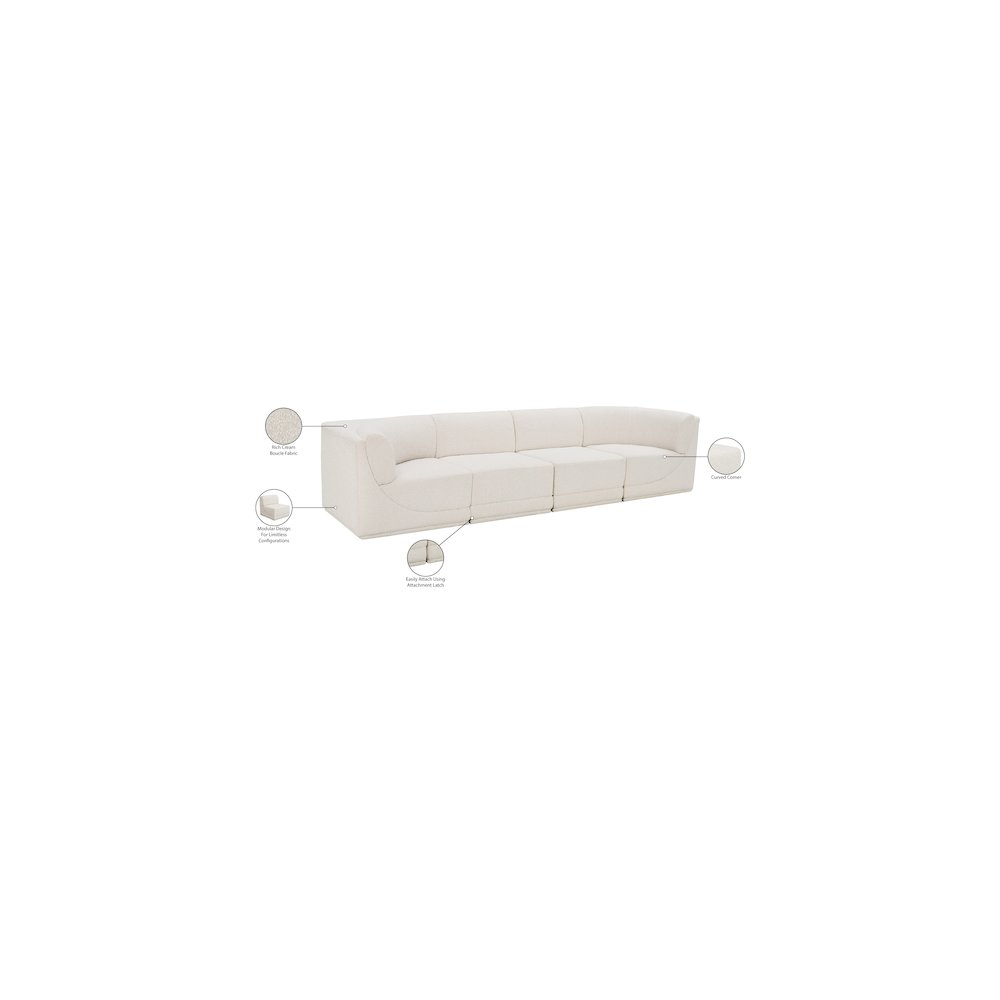 Ollie Cream Boucle Fabric Modular Sofa. Picture 13