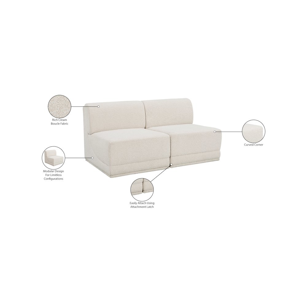 Ollie Cream Boucle Fabric Modular Sofa. Picture 9