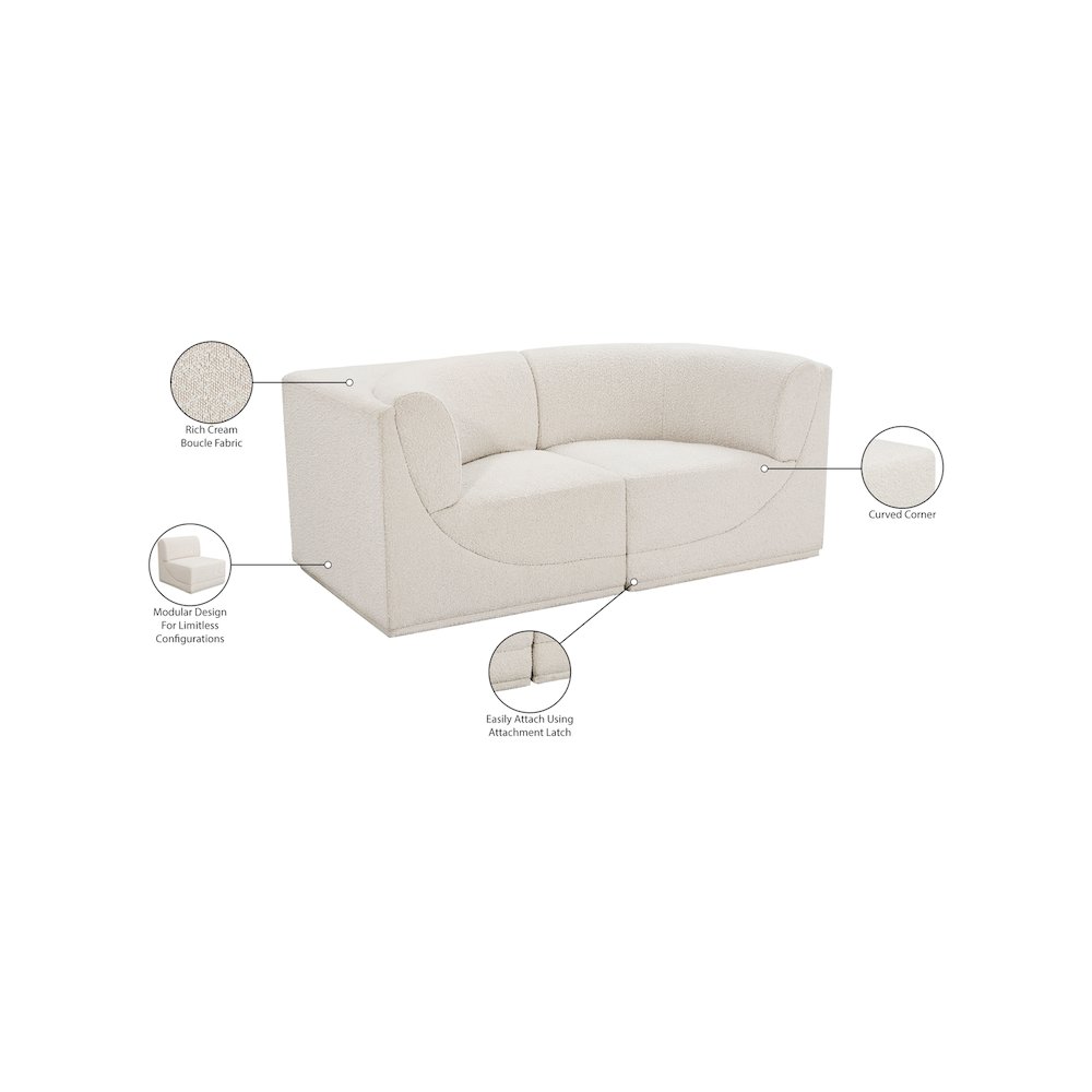 Ollie Cream Boucle Fabric Modular Sofa. Picture 11
