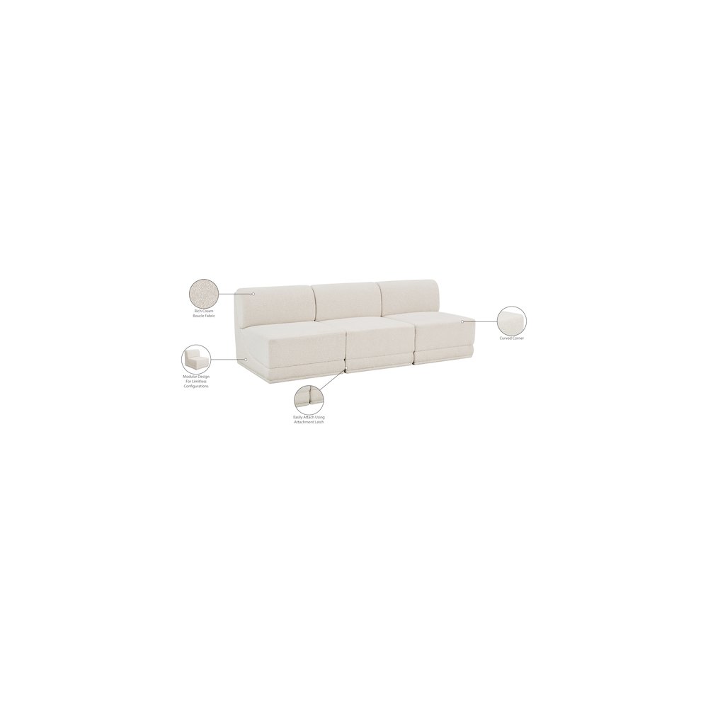 Ollie Cream Boucle Fabric Modular Sofa. Picture 9