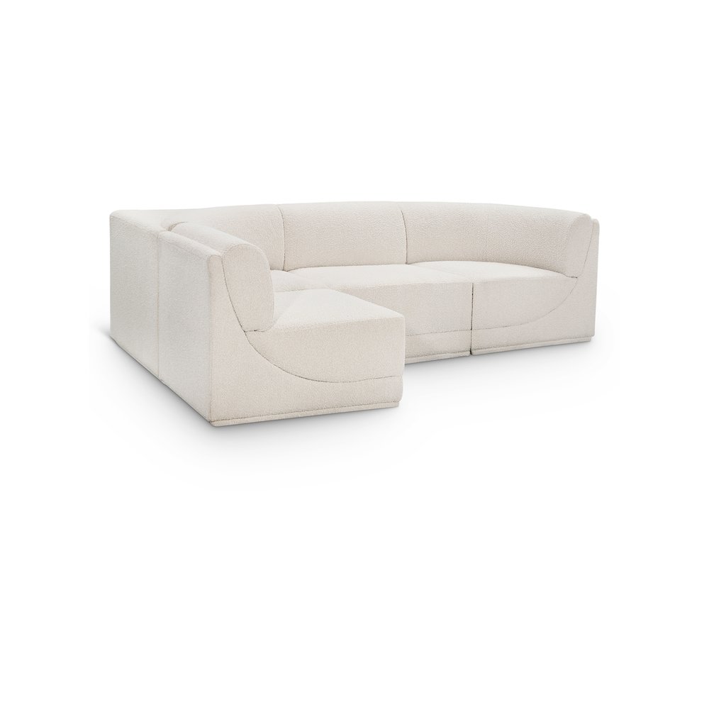 Ollie Cream Boucle Fabric Modular Sectional. Picture 1