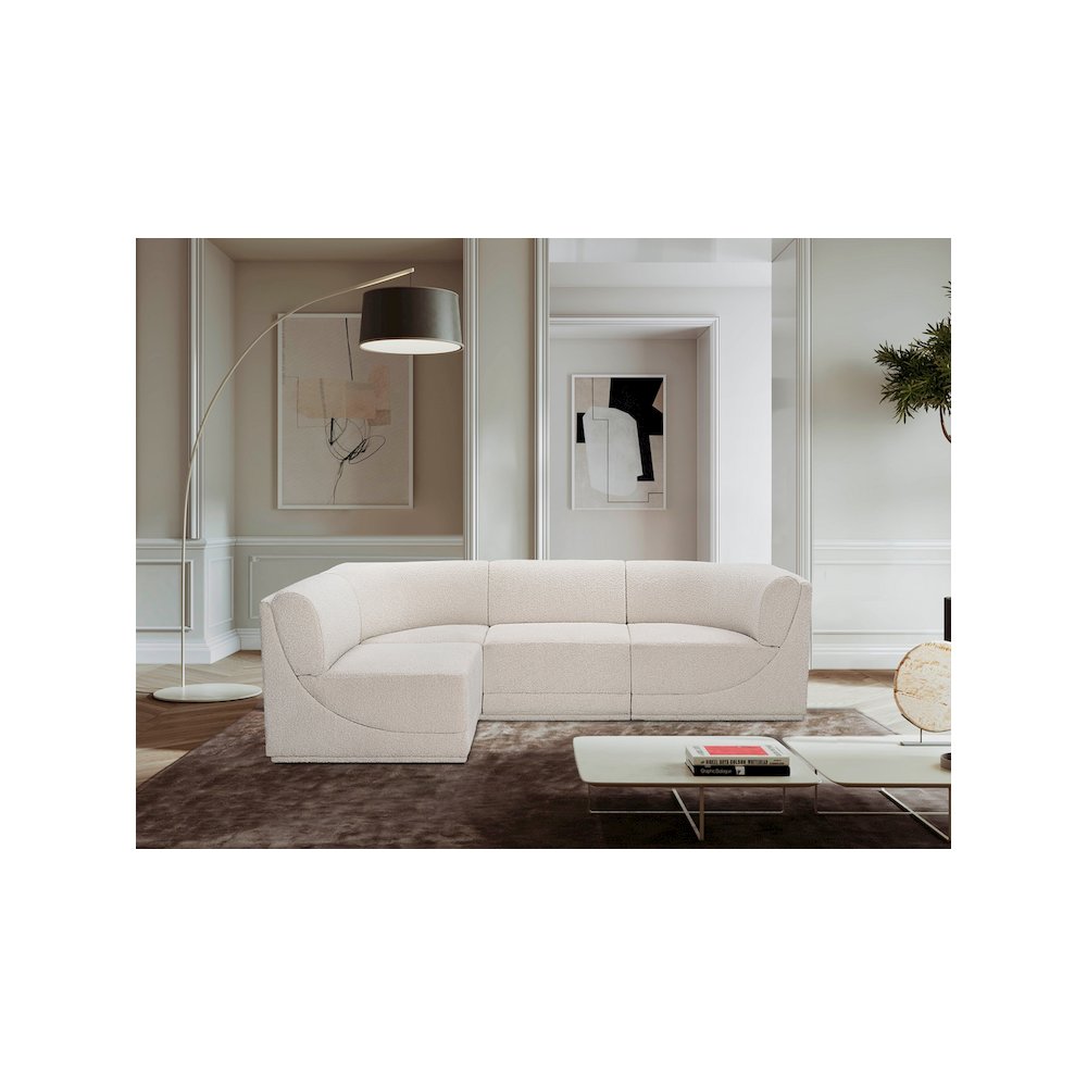 Ollie Cream Boucle Fabric Modular Sectional. Picture 2