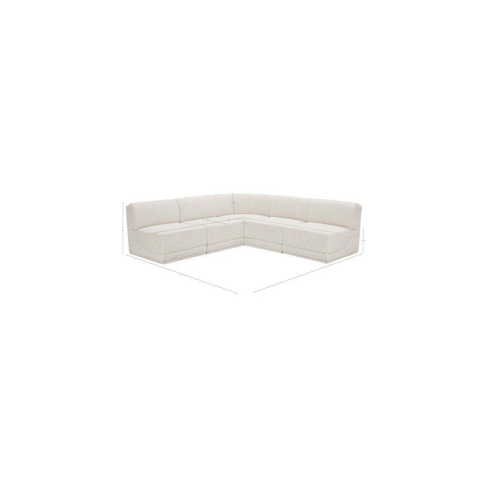 Ollie Cream Boucle Fabric Modular Sectional. Picture 10