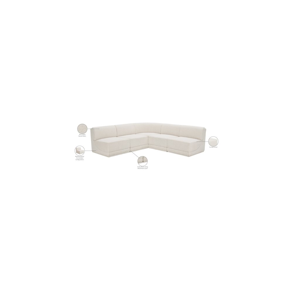 Ollie Cream Boucle Fabric Modular Sectional. Picture 11