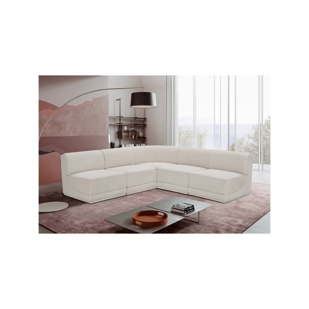 Ollie Cream Boucle Fabric Modular Sectional. Picture 2