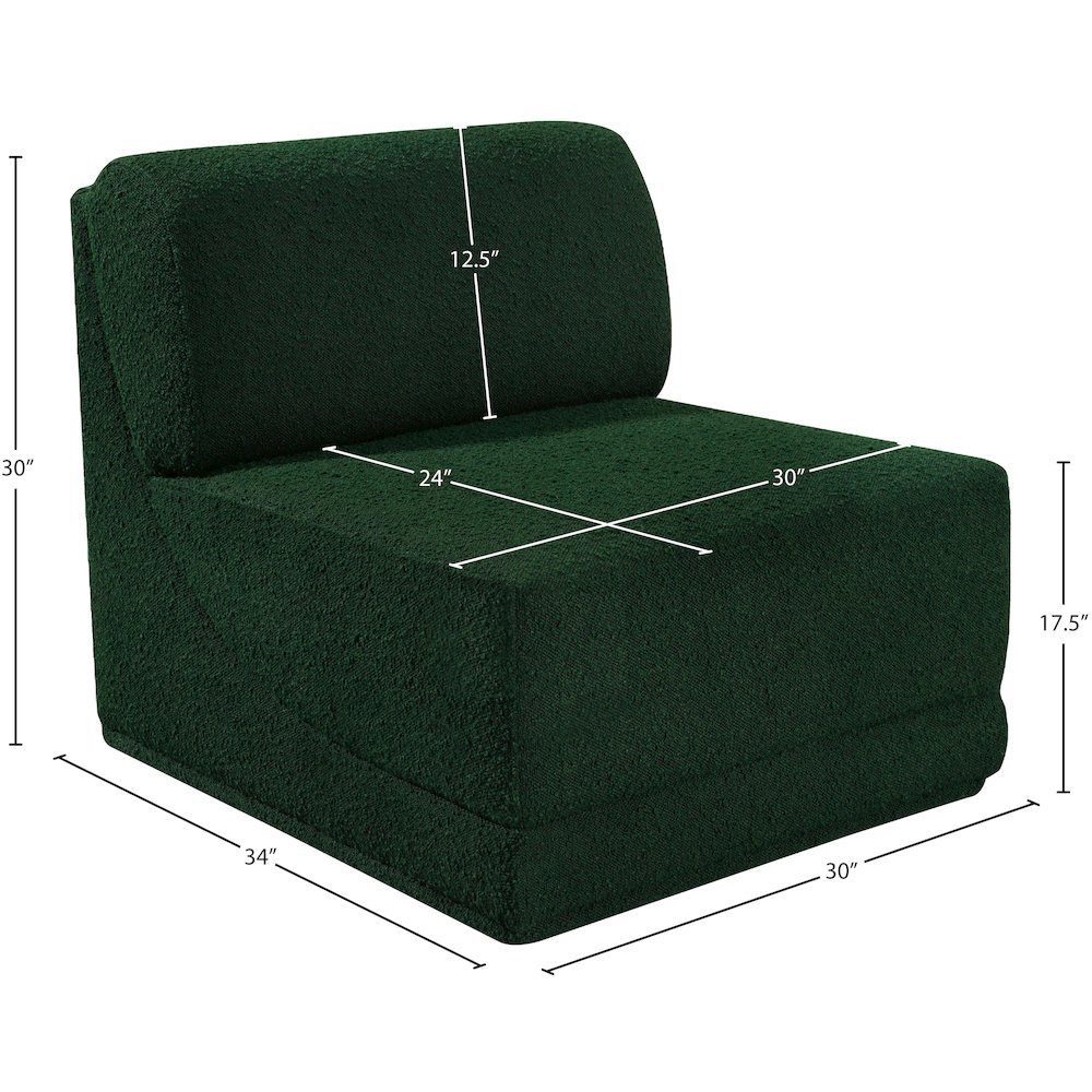 Ollie Green Boucle Fabric Armless. Picture 8