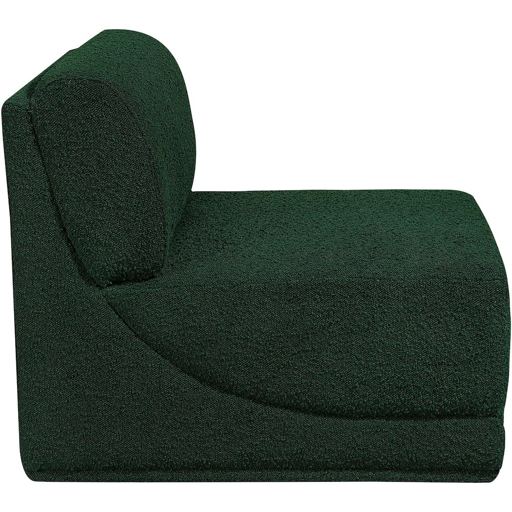 Ollie Green Boucle Fabric Armless. Picture 5