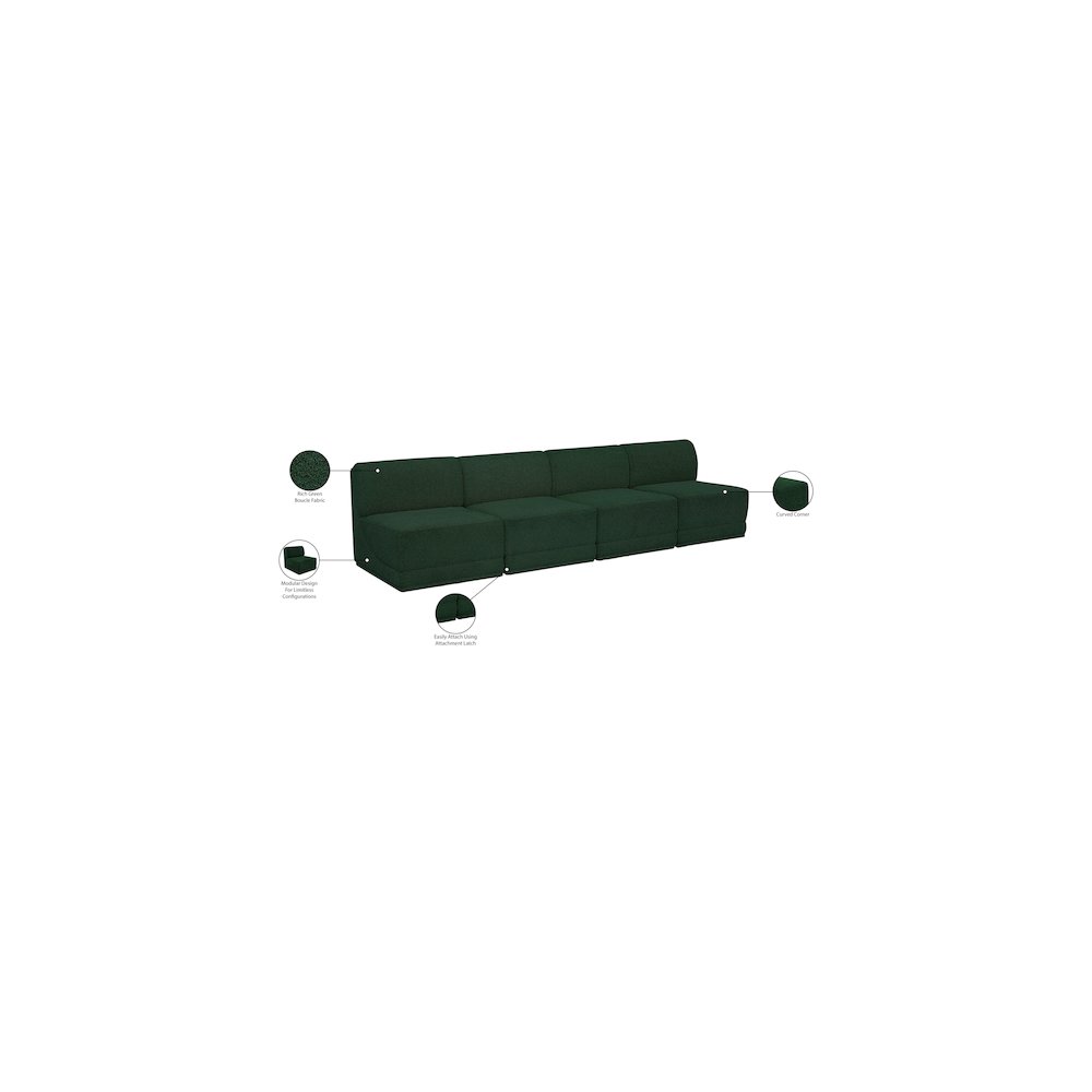 Ollie Green Boucle Fabric Modular Sofa. Picture 9