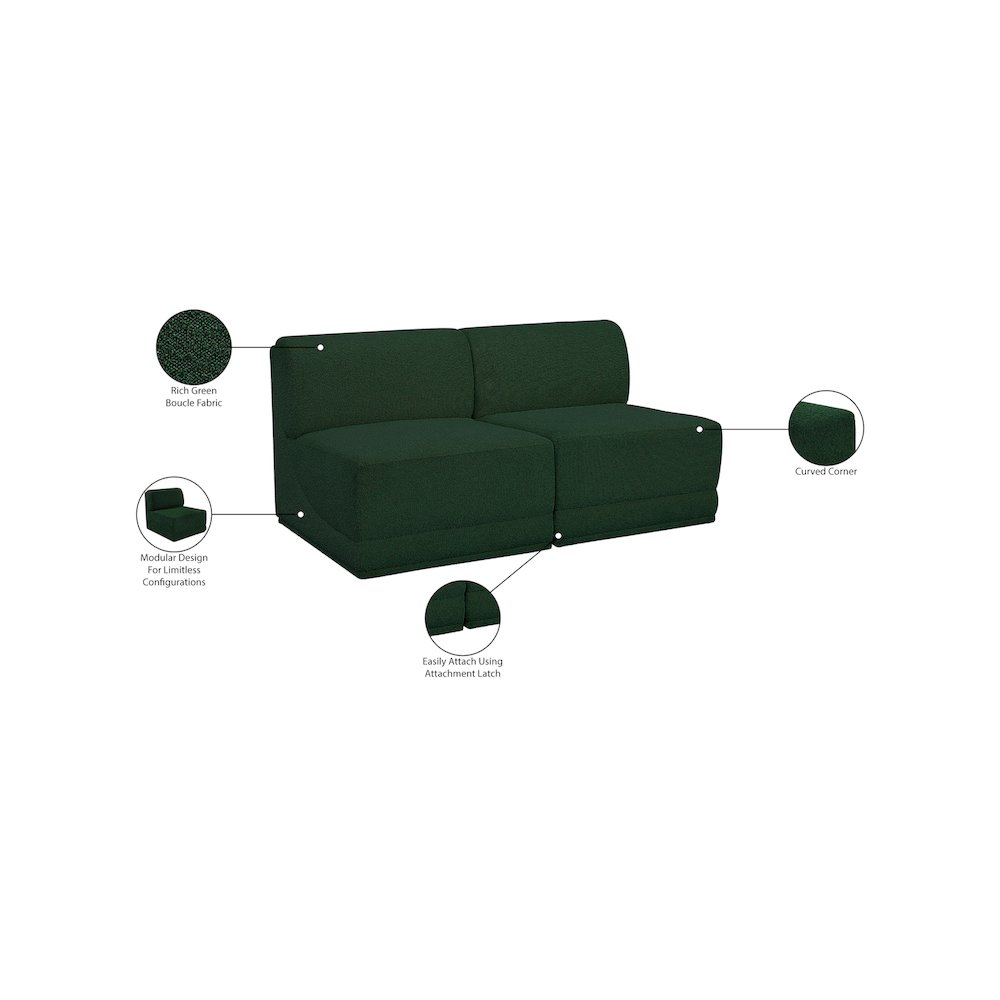 Ollie Green Boucle Fabric Modular Sofa. Picture 9