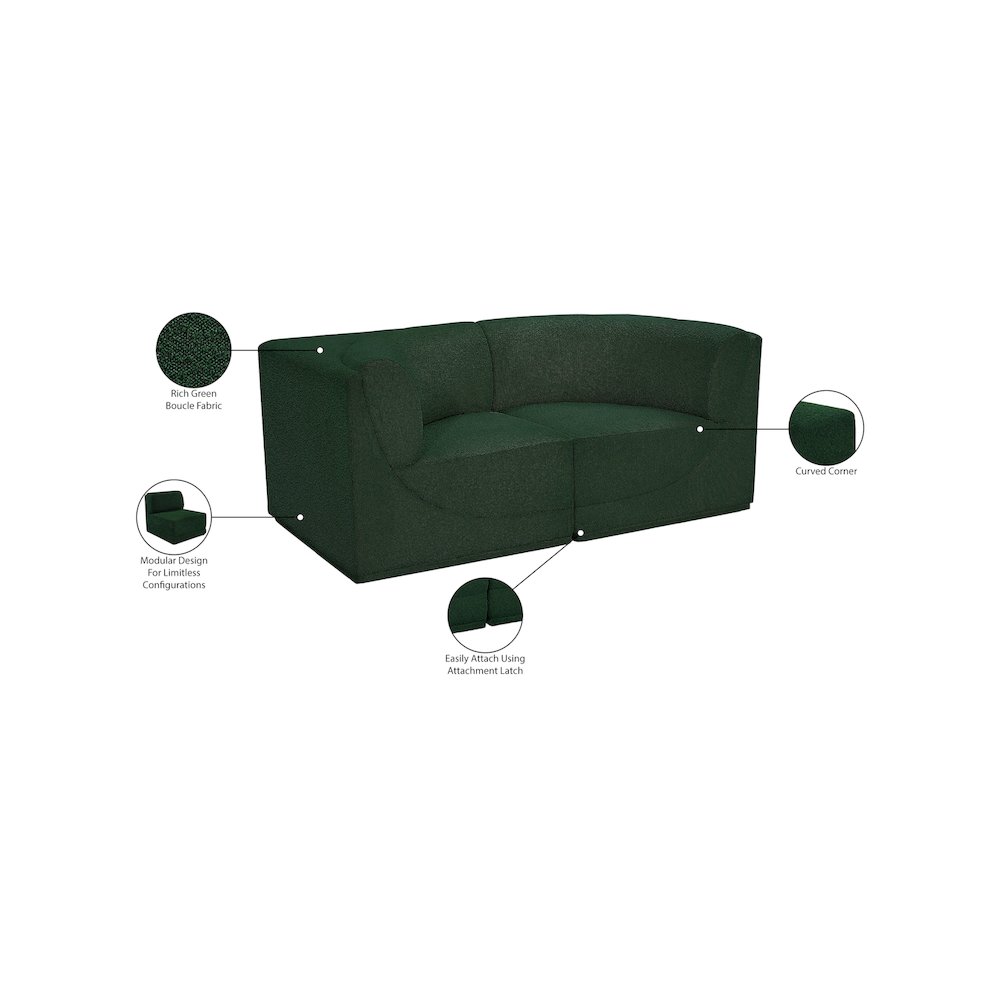 Ollie Green Boucle Fabric Modular Sofa. Picture 11