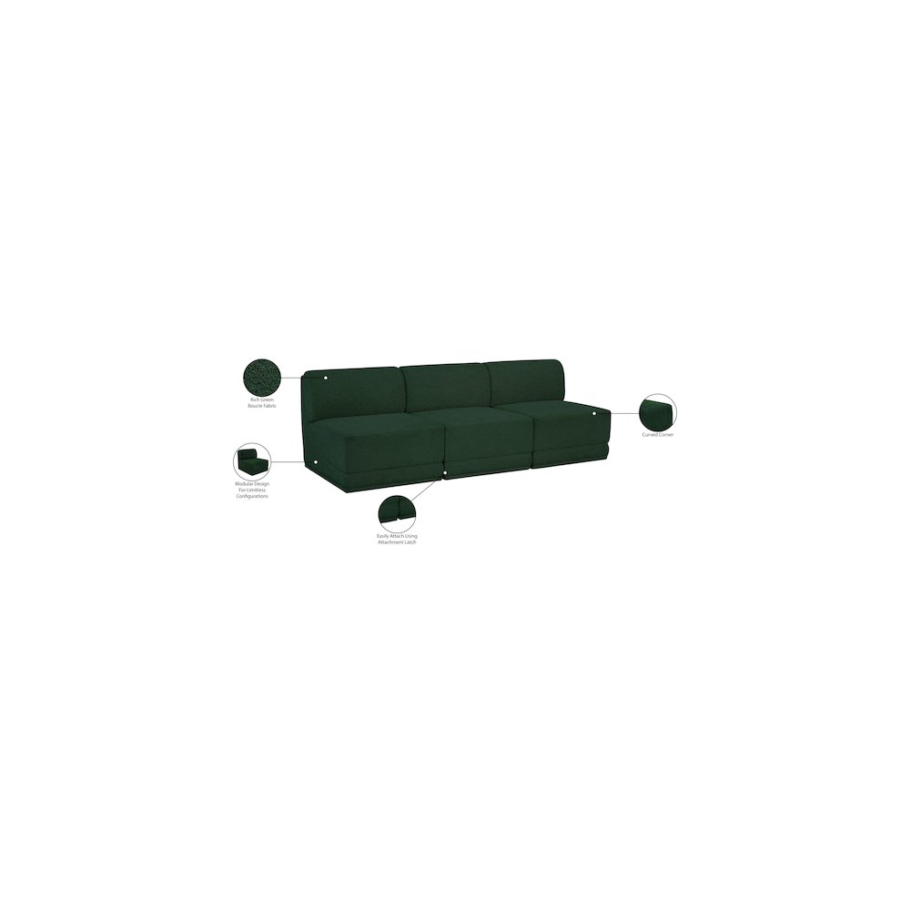 Ollie Green Boucle Fabric Modular Sofa. Picture 9