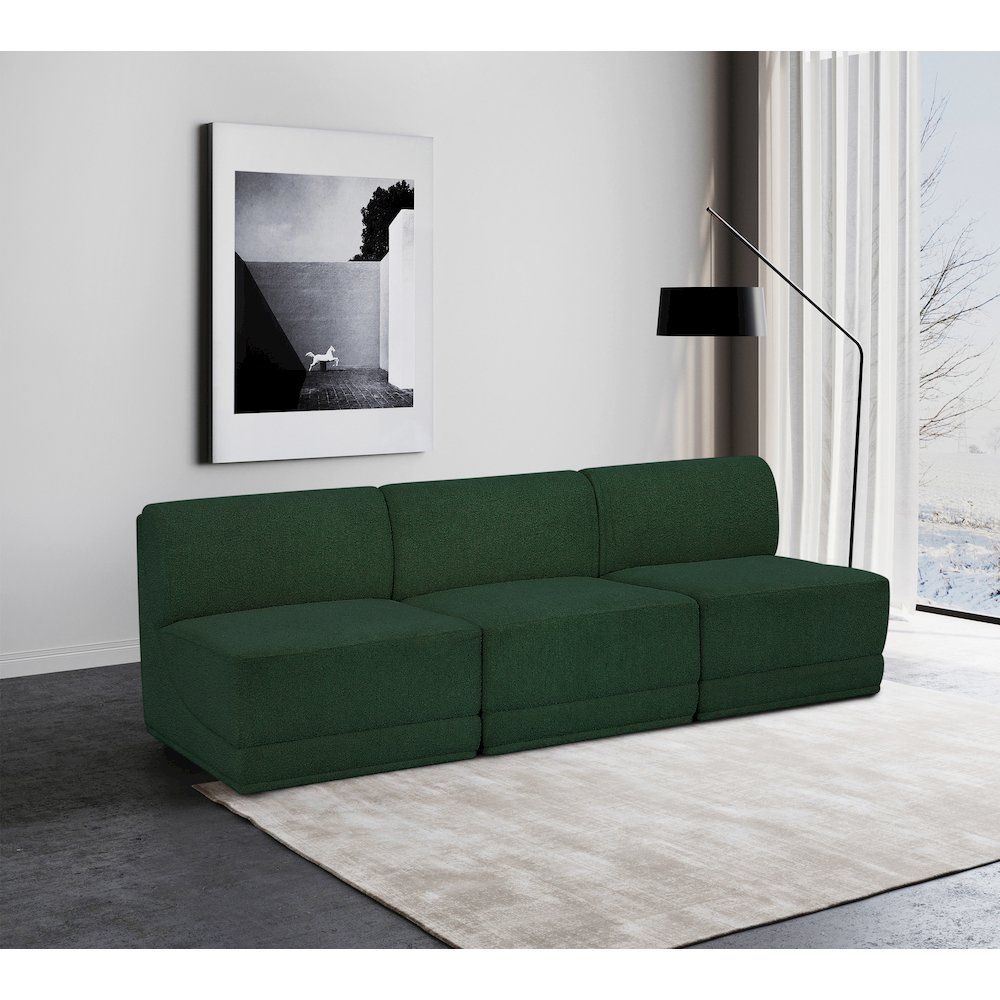 Ollie Green Boucle Fabric Modular Sofa. Picture 2