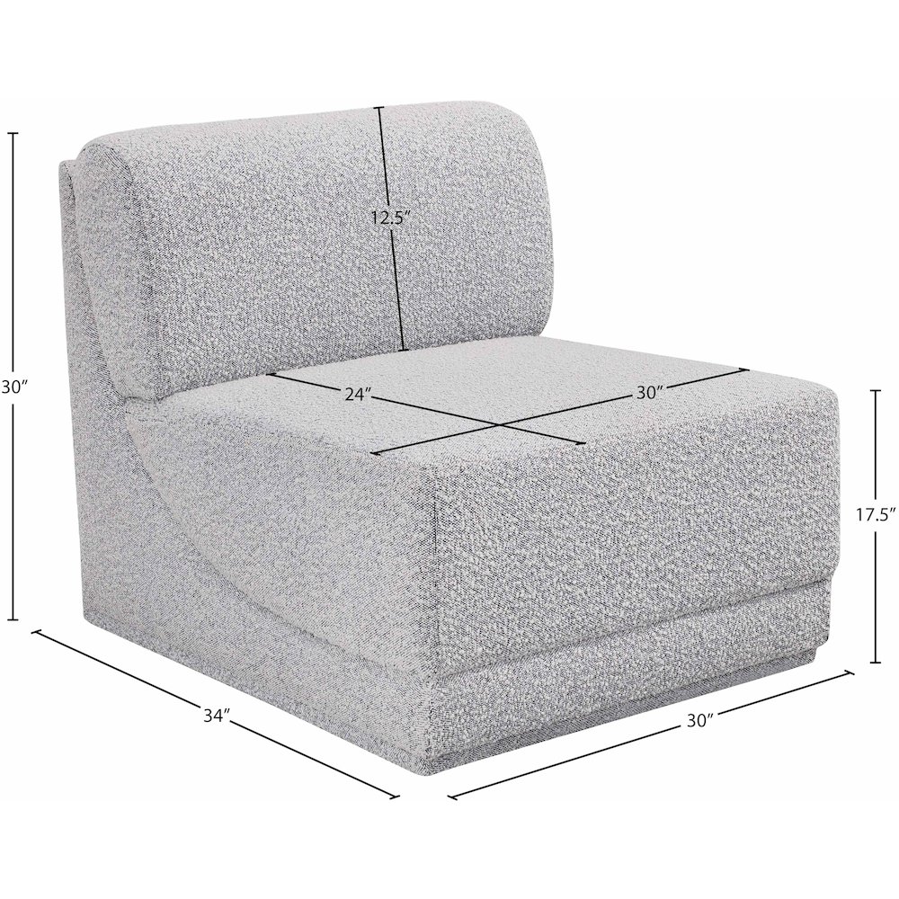 Ollie Grey Boucle Fabric Armless. Picture 8