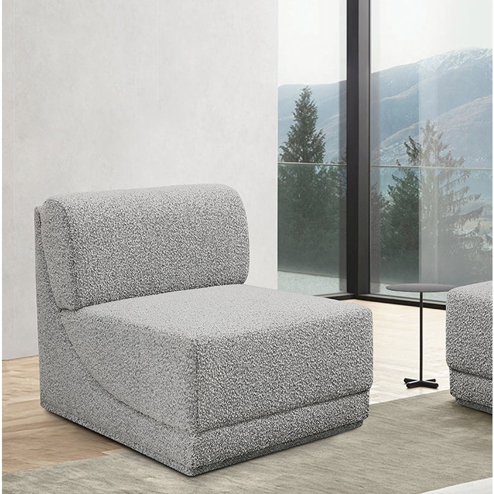 Ollie Grey Boucle Fabric Armless. Picture 2