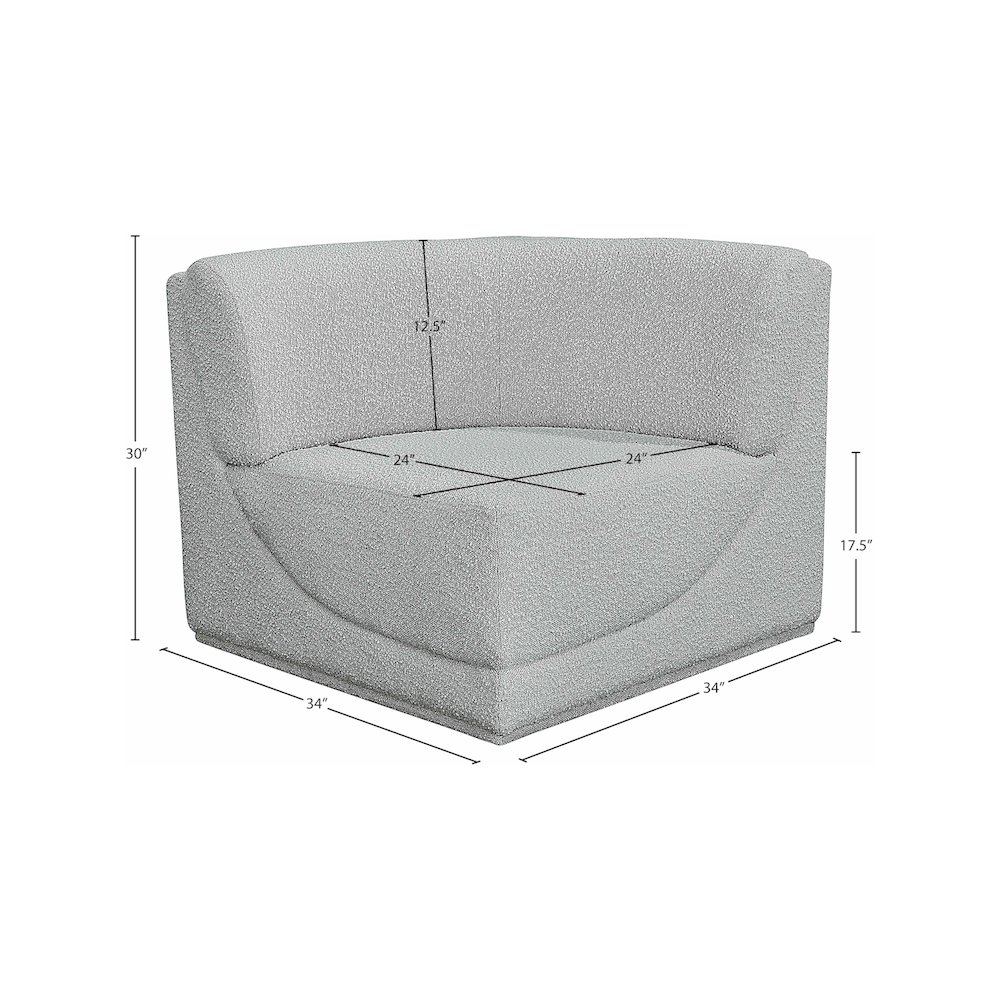 Ollie Grey Boucle Fabric Corner. Picture 7