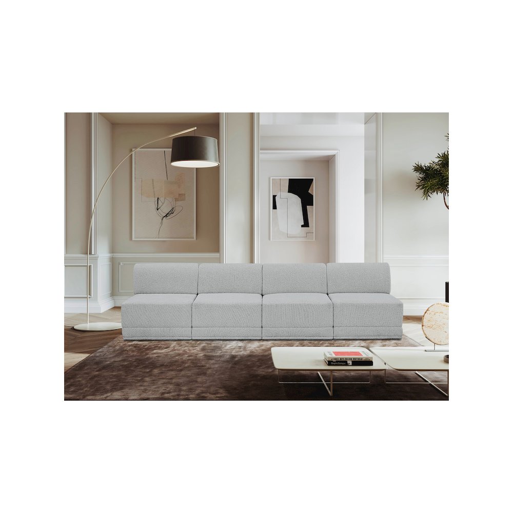 Ollie Grey Boucle Fabric Modular Sofa. Picture 2