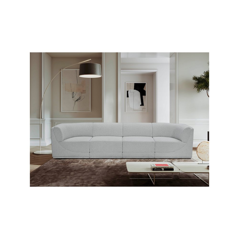 Ollie Grey Boucle Fabric Modular Sofa. Picture 2