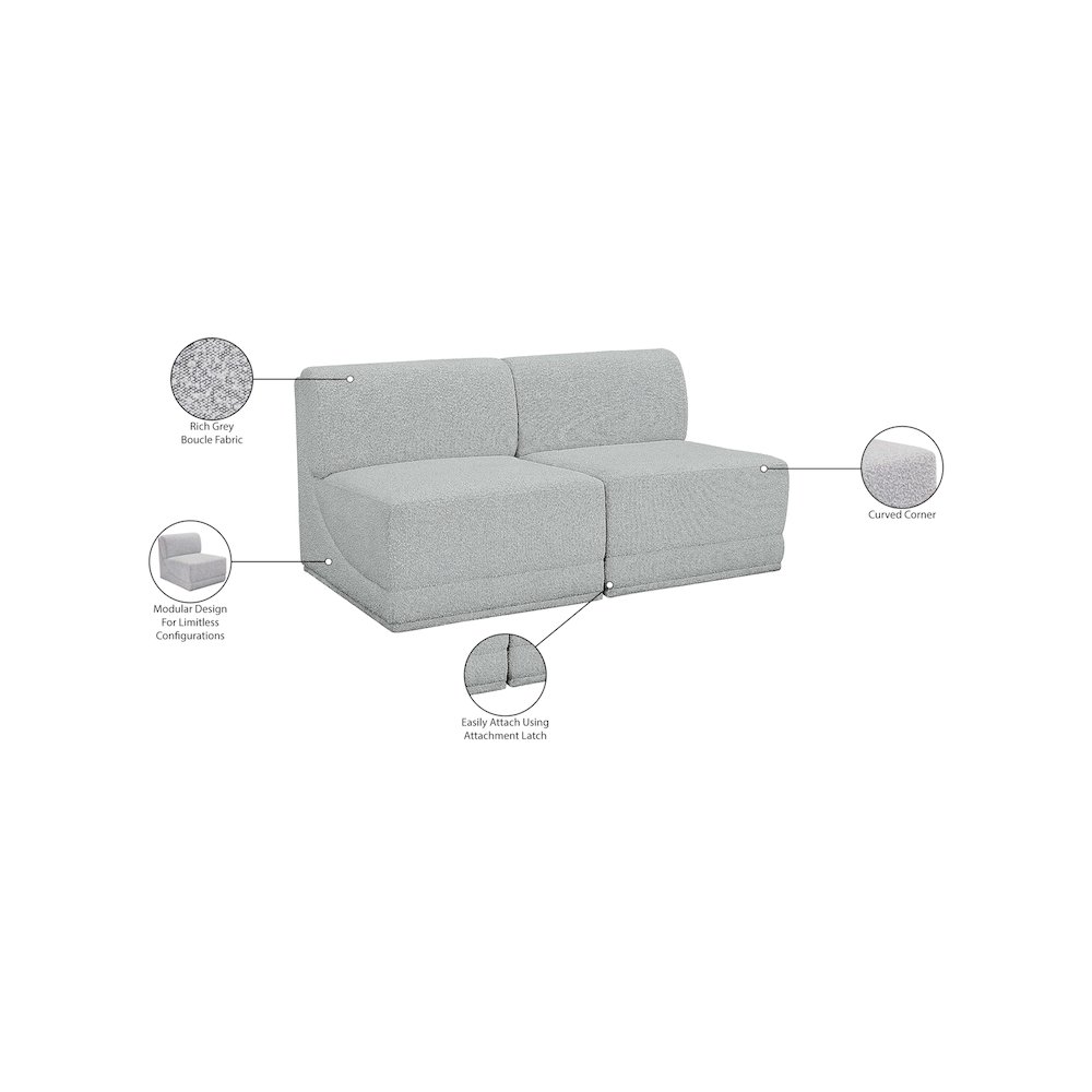 Ollie Grey Boucle Fabric Modular Sofa. Picture 9