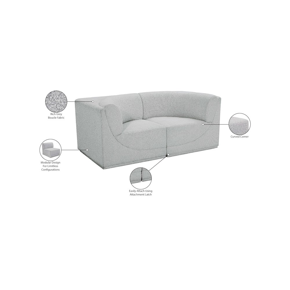Ollie Grey Boucle Fabric Modular Sofa. Picture 11
