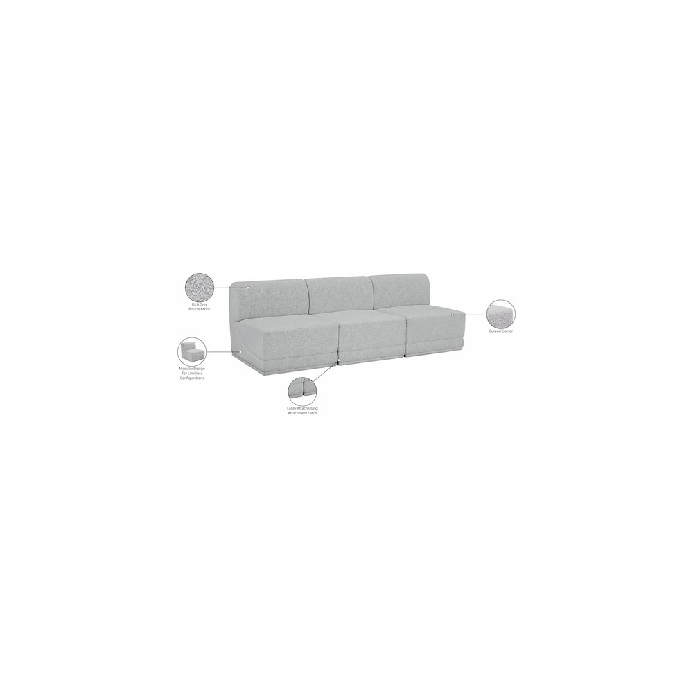 Ollie Grey Boucle Fabric Modular Sofa. Picture 9