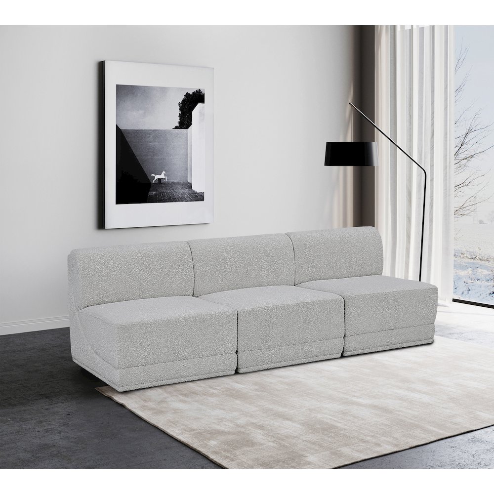 Ollie Grey Boucle Fabric Modular Sofa. Picture 2