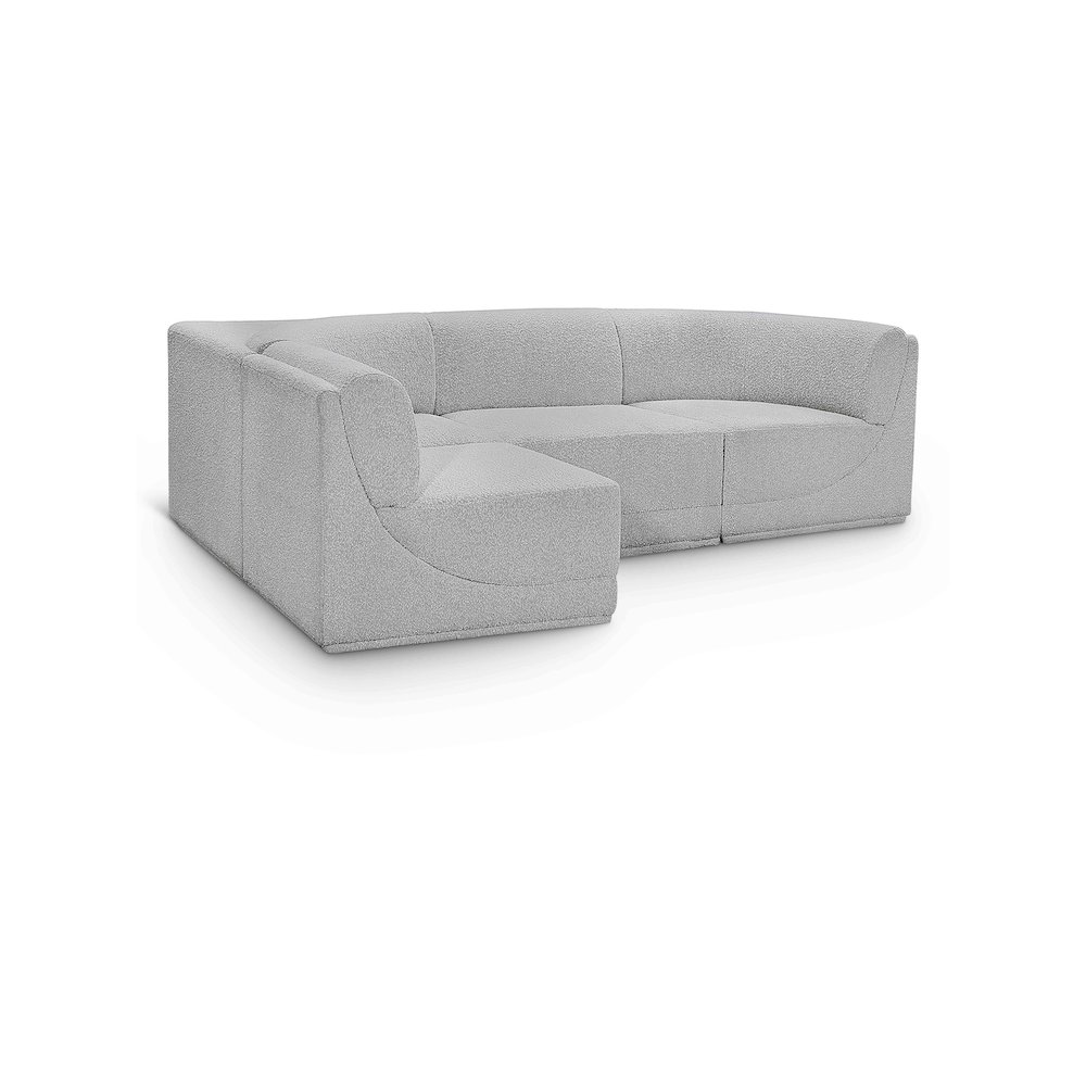 Ollie Grey Boucle Fabric Modular Sectional. Picture 1