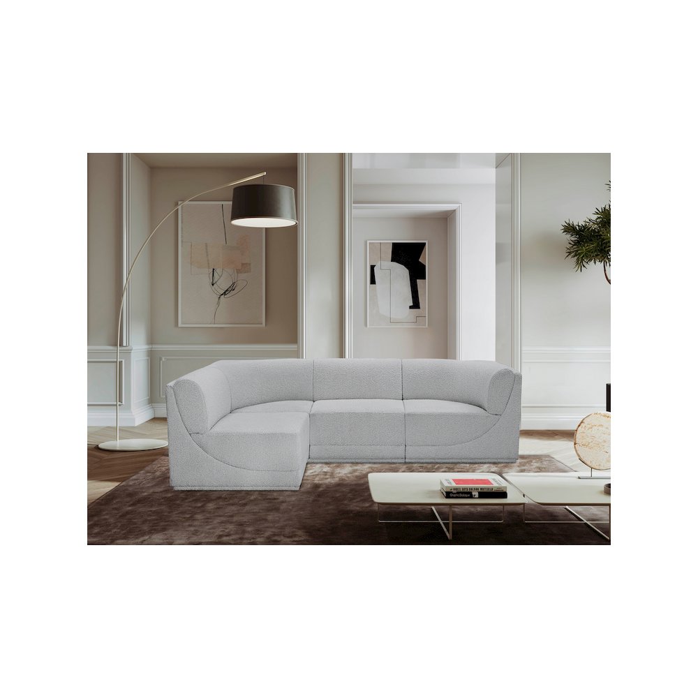 Ollie Grey Boucle Fabric Modular Sectional. Picture 2