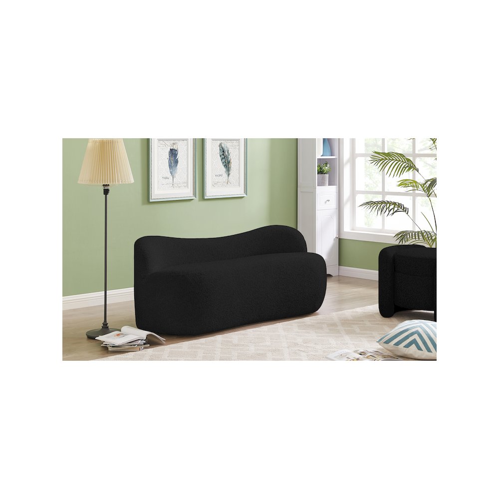 Flair Black Boucle Fabric Bench. Picture 2