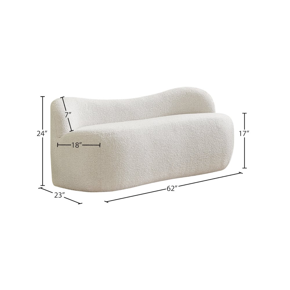 Flair Cream Boucle Fabric Bench. Picture 10
