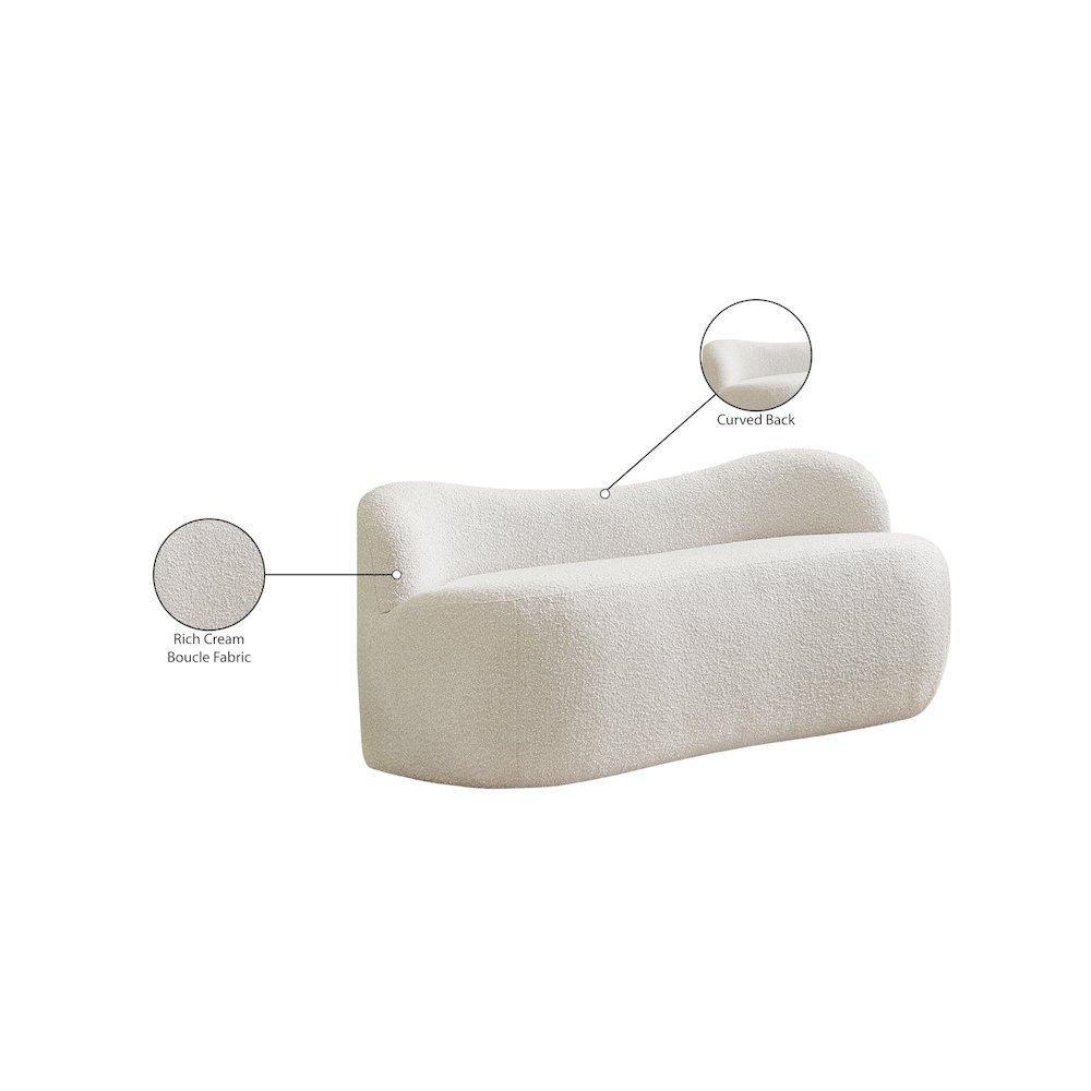 Flair Cream Boucle Fabric Bench. Picture 11