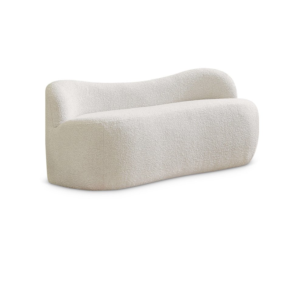 Flair Cream Boucle Fabric Bench. Picture 1