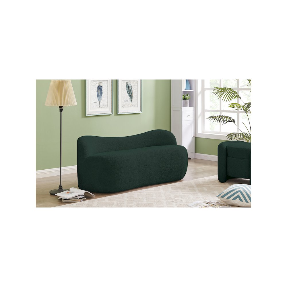 Flair Green Boucle Fabric Bench. Picture 2