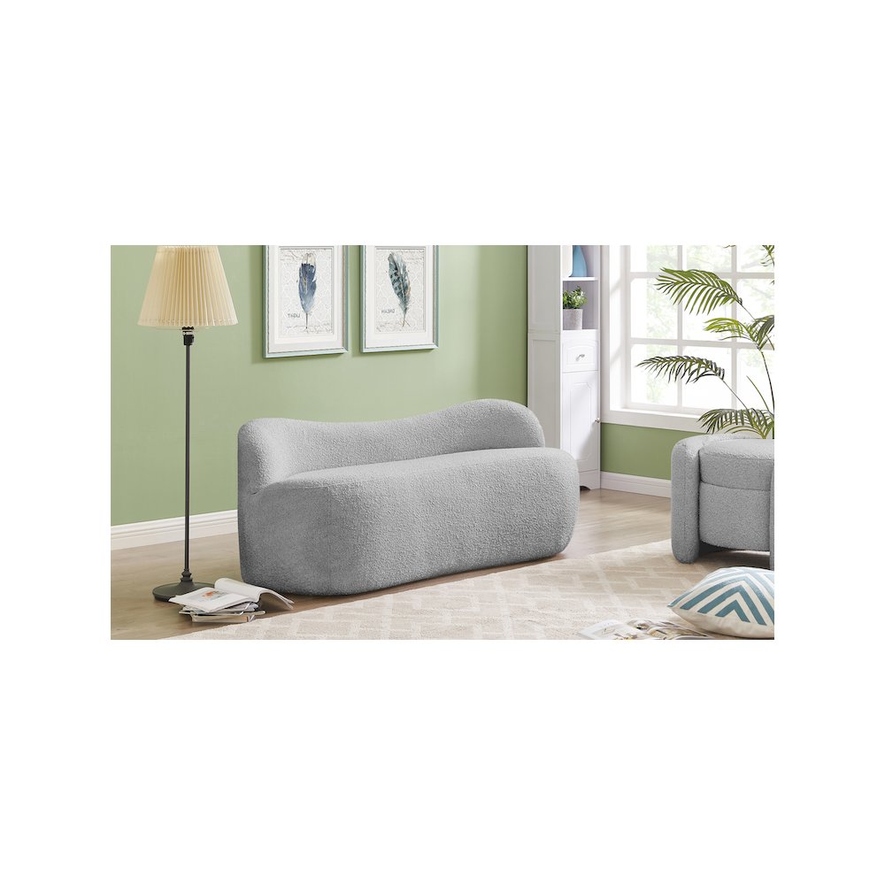 Flair Grey Boucle Fabric Bench. Picture 2