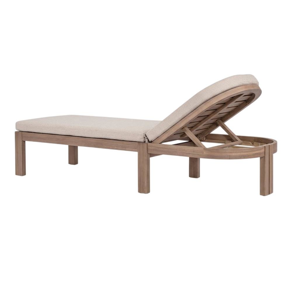 Contemporary Beige Fabric Outdoor Lounge Chair With Cushioned Seat. Picture 1