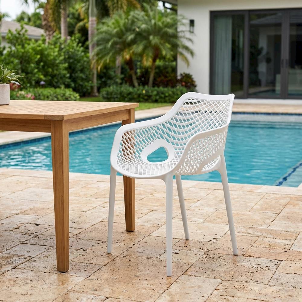 Outdoor Patio Dining Chairs Set Of 4, Protective Finish, Contemporary. Picture 3