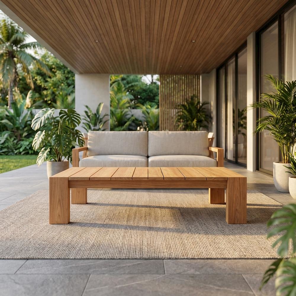 Teak Outdoor Coffee Table With Contemporary Style And Durable Finish. Picture 2