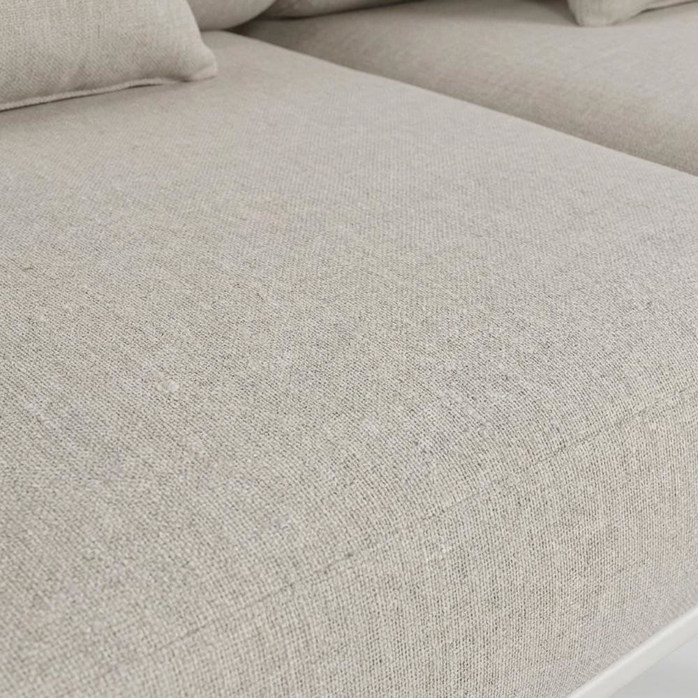 Beige Water-Resistant Fabric Outdoor Loveseat With Cushioned Seat. Picture 5