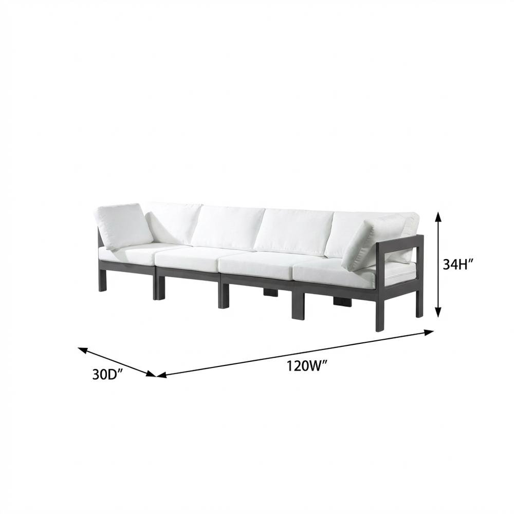 White Fabric Outdoor Patio Modular Sofa With Contemporary Style. Picture 7