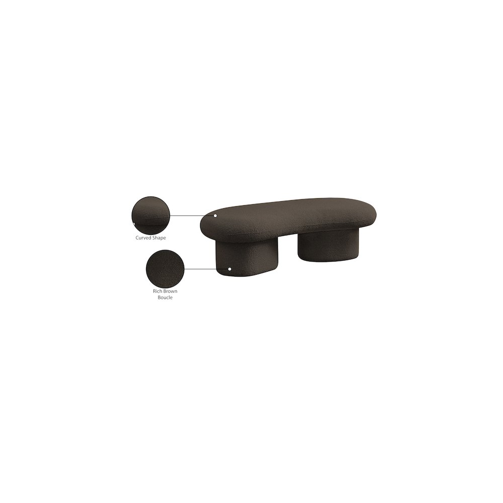 Luka Brown Boucle Fabric Bench. Picture 14