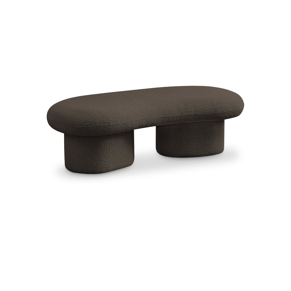 Luka Brown Boucle Fabric Bench. Picture 1