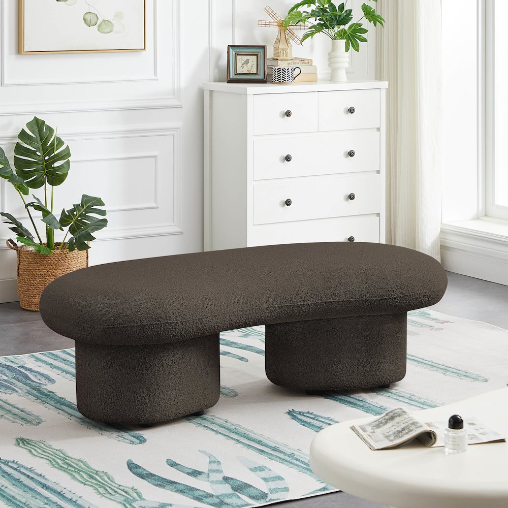 Luka Brown Boucle Fabric Bench. Picture 2
