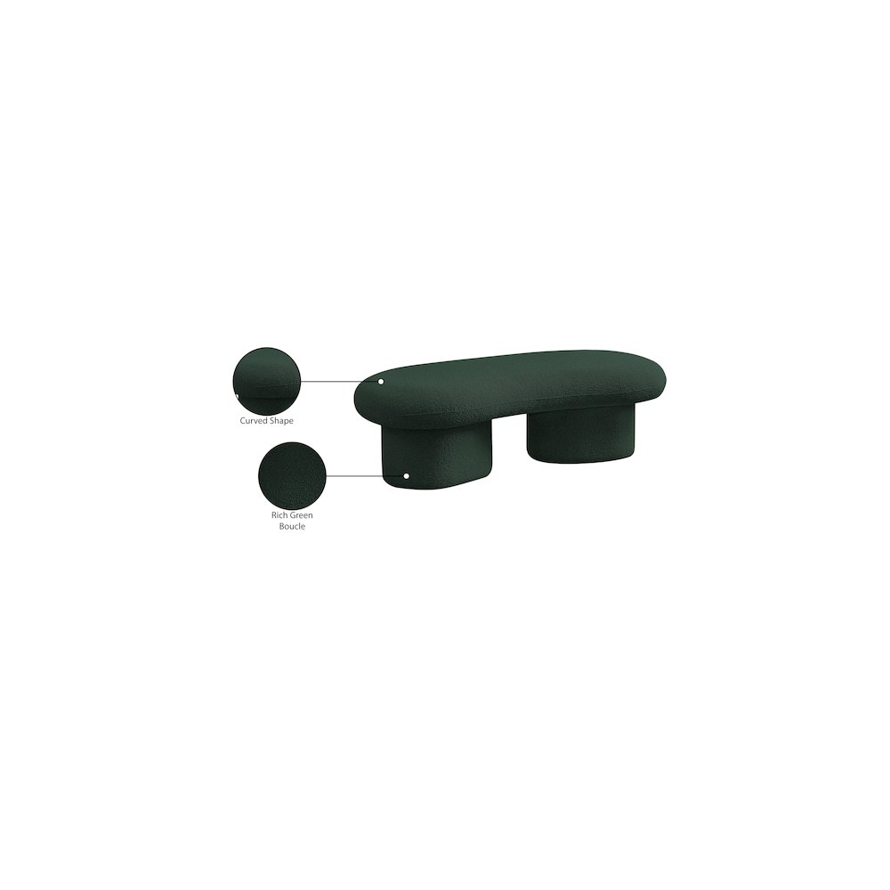 Luka Green Boucle Fabric Bench. Picture 14