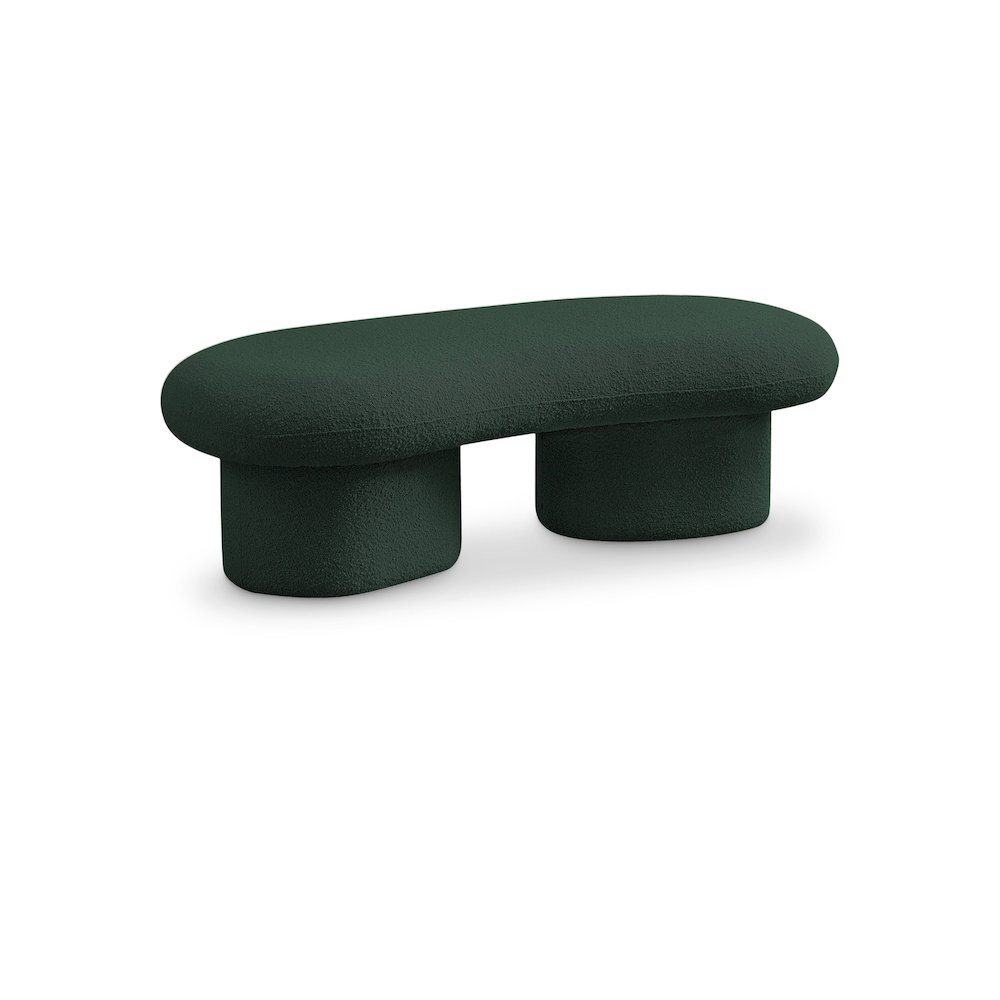 Luka Green Boucle Fabric Bench. Picture 1