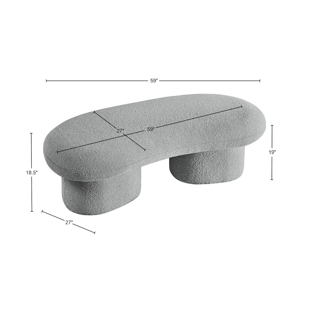 Luka Grey Boucle Fabric Bench. Picture 13