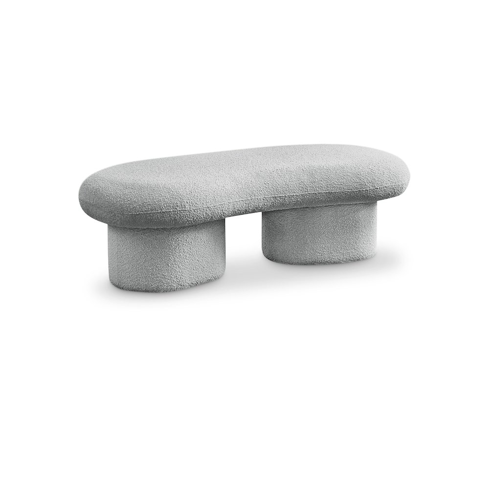 Luka Grey Boucle Fabric Bench. Picture 1