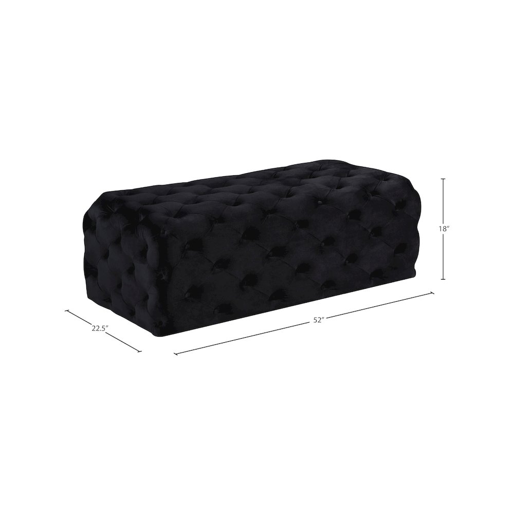 Casey Black Velvet Ottoman/Bench. Picture 3