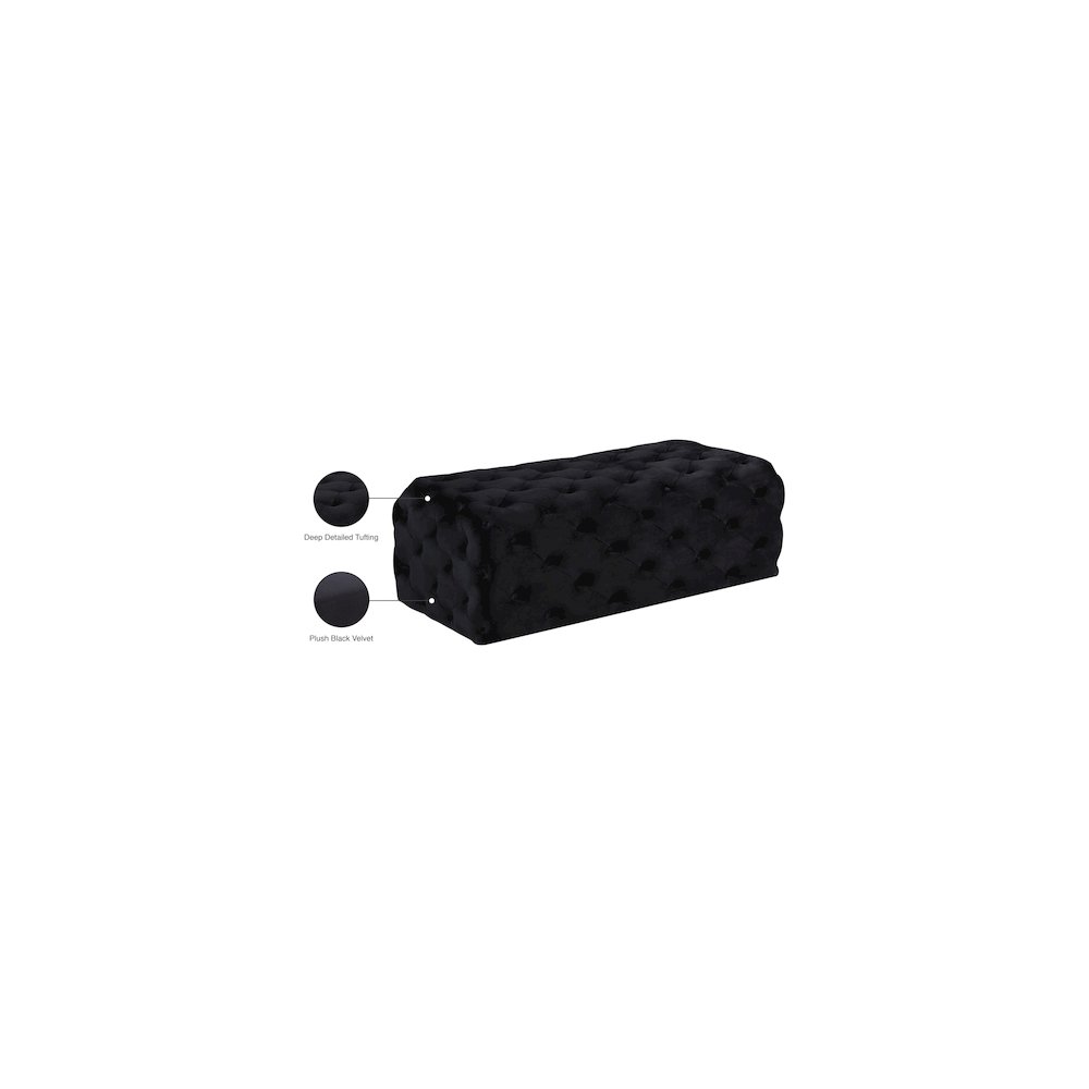 Casey Black Velvet Ottoman/Bench. Picture 4