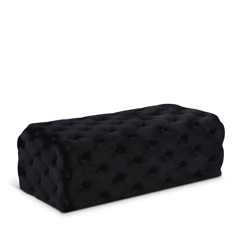 Casey Black Velvet Ottoman/Bench. Picture 1