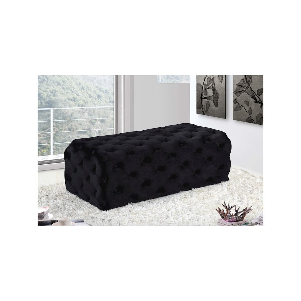 Casey Black Velvet Ottoman/Bench. Picture 2