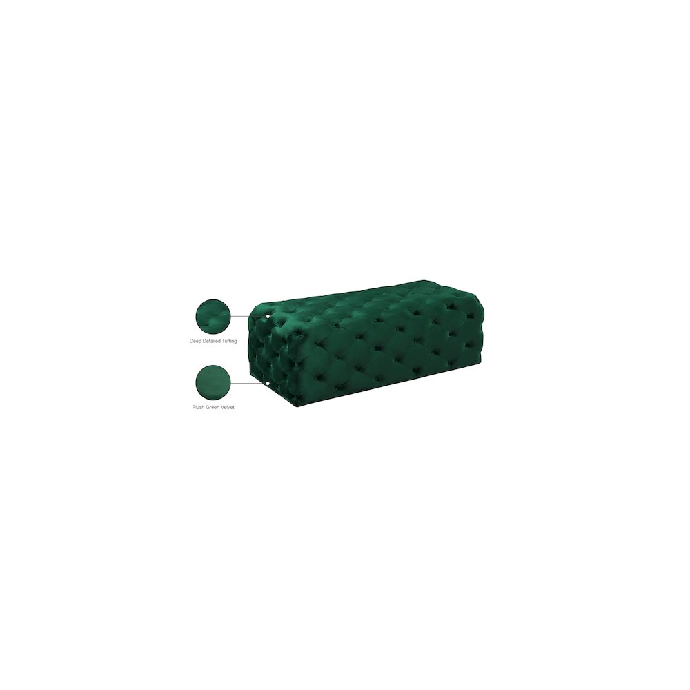 Casey Green Velvet Ottoman/Bench. Picture 4